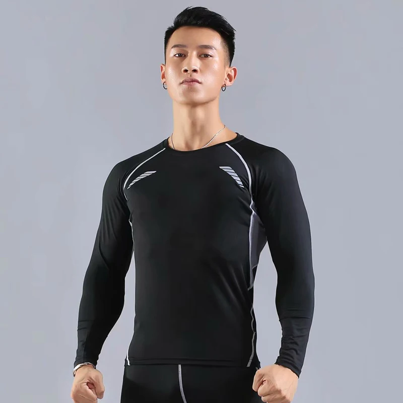 Мужская спортивная одежда для фитнеса Спортивная быстросохнущая Мужская Беговая утягивающий костюм облегающая Фитнес Спортивный костюм для бега для мужчин - Цвет: 730-gray