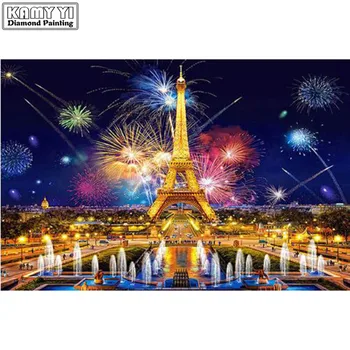 

Full Diamond 5D DIY Diamond Painting "Fireworks & Eiffel Tower" Embroidery Cross Stitch Rhinestone Mosaic Home Decor GXY25