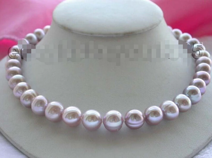 

shipping>>>>18" Genuine Natural 12mm Purple Round Pearl Necklace !