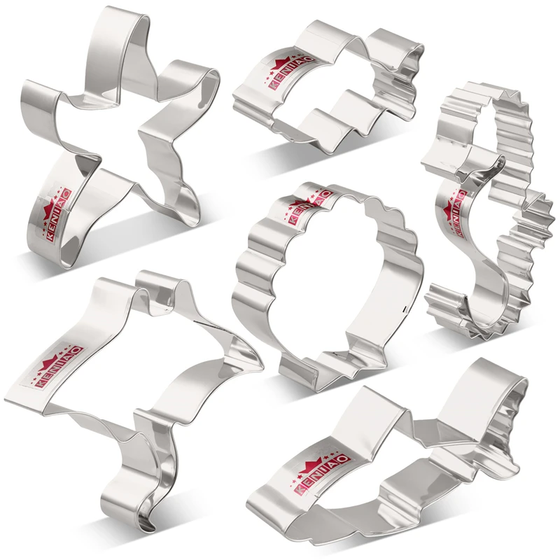 KENIAO Ocean Creatures Cookie Cutter - 6 PC Starfish Shell Shark Seahorse Fish Biscuit Bread Molds -Stainless Steel | Дом и сад
