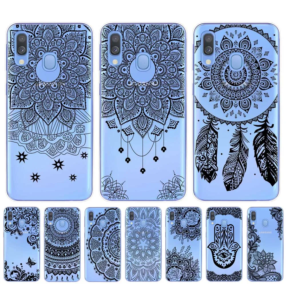 

RUIXKJ Sexy Floral Phone Case For Coque Samsung A10 A20 A30 A40 A50 A70 A7 A9 A6 A8 Plus 2018 Lace Flower Mandala Cases Cover