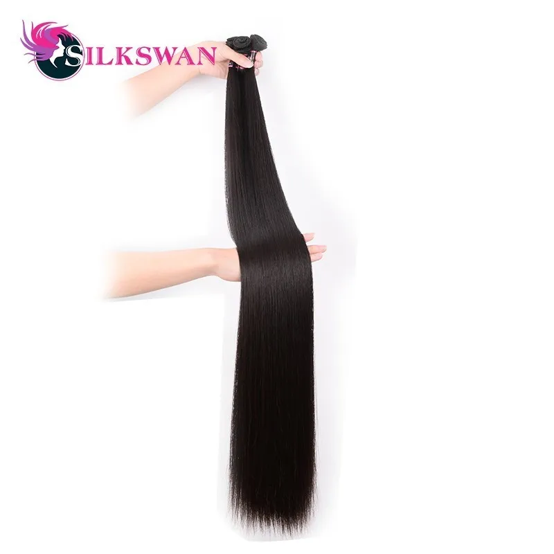 Silkswan Straight 10-30 Inch Human Hair Extensions 100% Remy Hair 30 32 34 36 38 40 42 50 Inch Brazilian Hair Weave Bundles