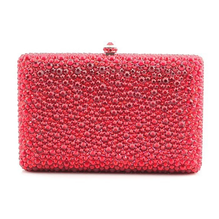 lady red Sparkling Crystal diamond night purse Women Evening Purses