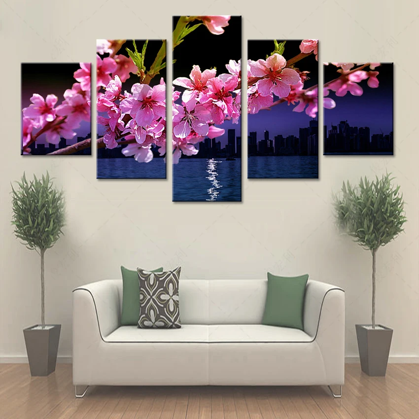 5 шт. декоративные картины Золотая Орхидея|decoration for living room|modular picturesprints painting |