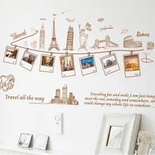 Autocollant mural famille voyage du monde, cadre Photo créatif, décor de maison pour salon chambre à coucher, décalcomanies de décoration, affiche