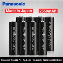 Panasonic оригинальные аккумуляторы Eneloop большой емкости 2550 мАч 8 шт./2 компл. Сделано в Японии Ni-MH Предварительно заряженный перезаряжаемый аккумулятор AA