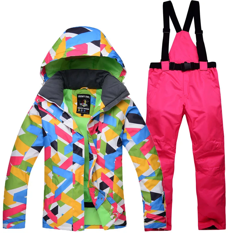 Лыжный костюм высокого качества для улицы зимняя-30 теплая ветрозащитная Водонепроницаемая рубашка+ лыжные брюки женские модели размер S M L XL - Цвет: a7