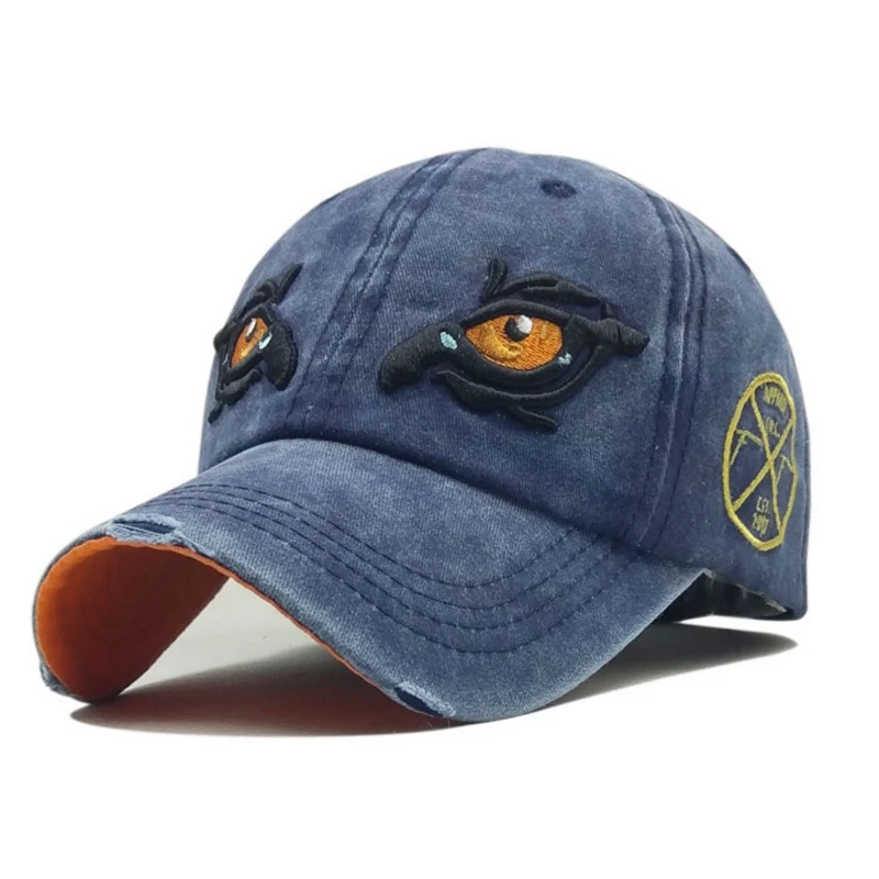 

Hot Selling Washed Cotton Hole Baseball Cap Eagle Eye Embroidery Cotton Casual Hat Letter Cap