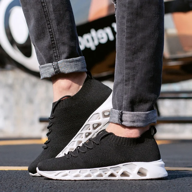 

GUDERIAN 2019 Men Shoes Mesh Breathable Comfortable Casual Sneakers Men Lace-Up Fashion Outdoor Walking Shoes Big Size 36-48