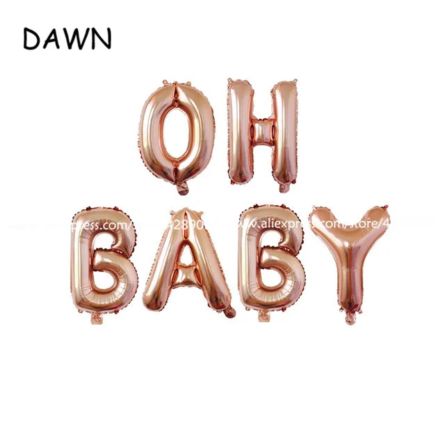 

6pcs/lot 16 inch Rose Gold "OH BABY" letter foil balloons party decoration Baby Shower Birthday Wedding event supplies