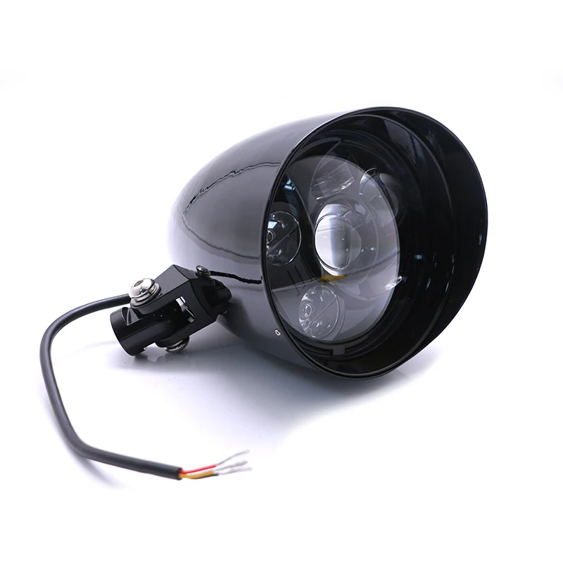 

Motorcycle Black LED Head light Visor Bullet Headlight Lamp For Harley Honda Yamaha Suzuki Kawasaki Bobber Chopper