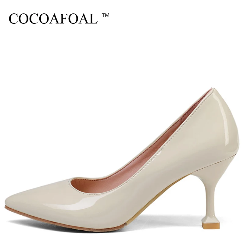 

COCOAFOAL Woman Cheap High Heels Shoes Pointed Toe Stiletto Sexy Black Beige White Wedding Shoes Plus Size 32 - 43 Pumps 2018
