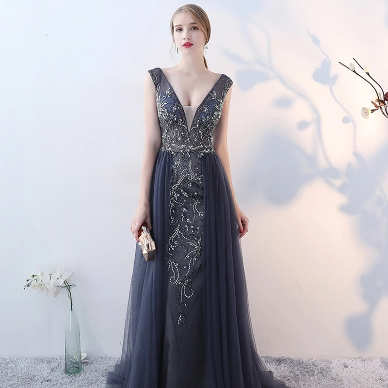 SSYFashion/Новое Вечернее платье Высококачественная благородная элегантность темно