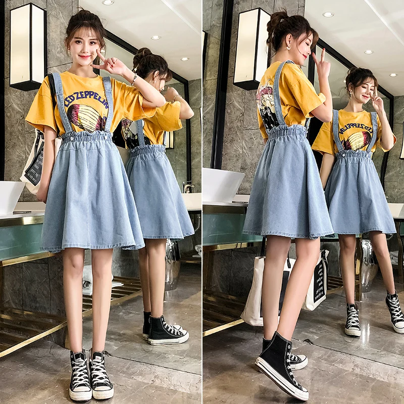 Элегантные стильные юбки с бретелями женские корейская мода Высокая талия Джинсовая юбка в складку плюс размер женский 5XL комбинезон saias