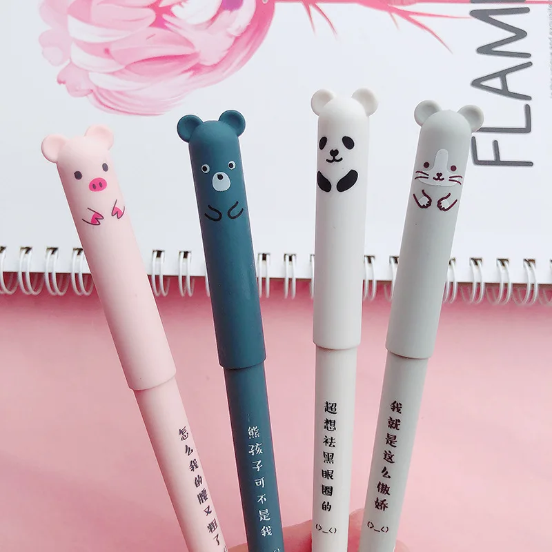 1 шт милые ручки с рисунком панды Фламинго стираемые ручки 0,35 мм Волшебные кавайные Ручки гелевые ручки школьные канцелярские принадлежности подарки для девушек и студентов