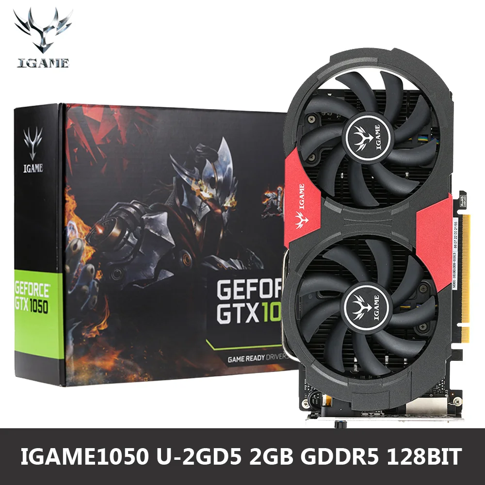  Colorful NVIDIA GeForce GTX iGame 1050 GPU 2GB 128bit Gaming 2048M GDDR5 PCI-E X16 3.0 Video Graphics Card DVI+HDMI+DP 2 Fans 