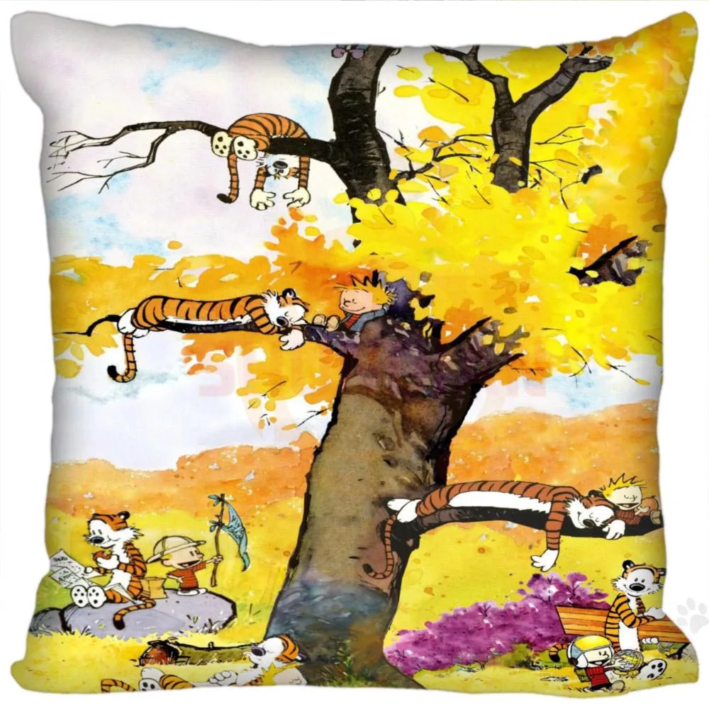 

H+P#60 New Hot Custom Pillowcase calvin and hobbes #1 soft 35x35 cm (One Side) Pillow Cover Zippered SQ01003@H060