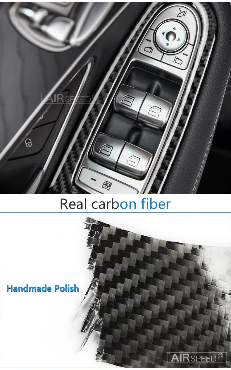 Скорости полета для Mercedes Benz W205 C Class C180 C200 C300 GLC аксессуары для леворульных автомобилей углеродного волокна салона оконный переключатель крышки