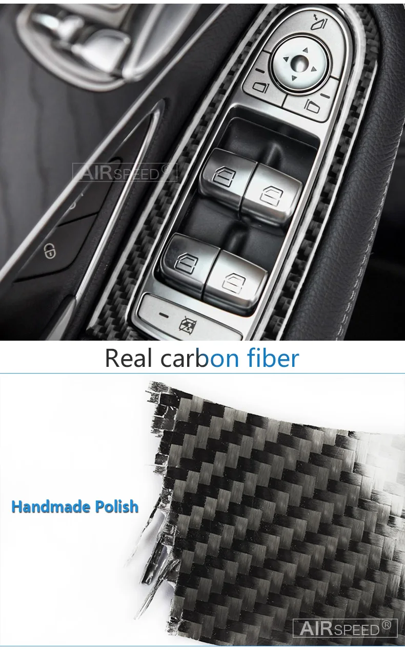 Mercedes Benz W205 C Class C180 C200 C300 GLC Accessories Carbon Fiber Car Interior Window Switch Panel Trim Covers (11)