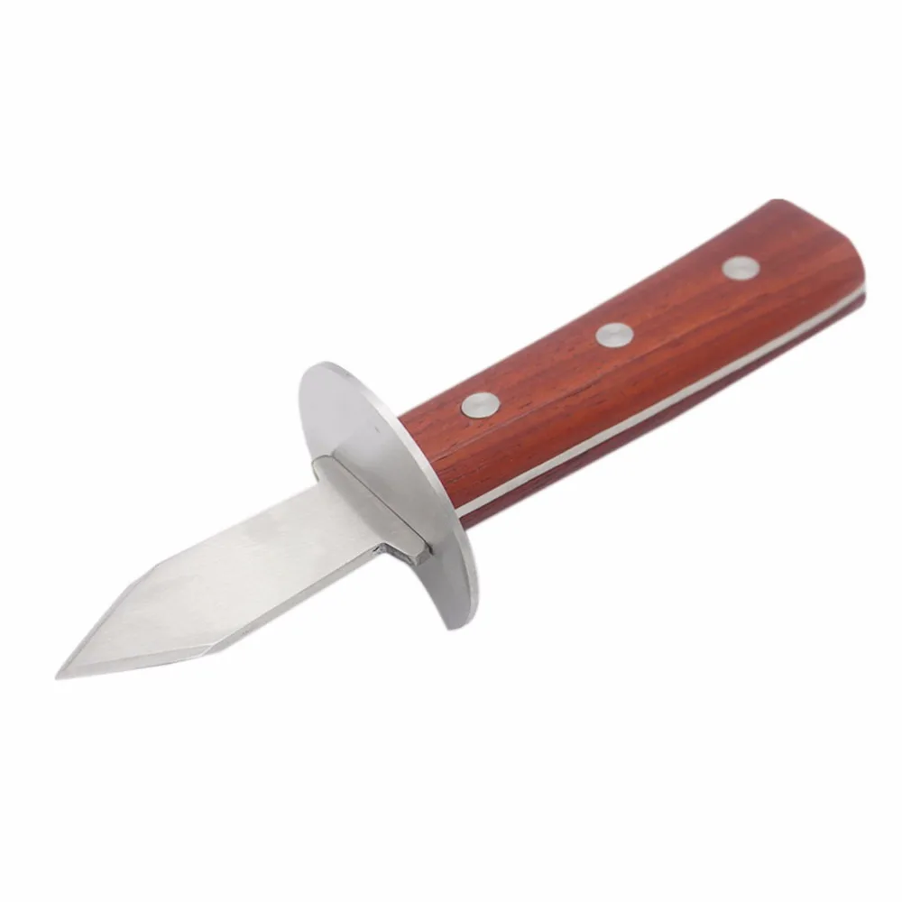Дерево-ручка Oyster ножей Нержавеющая сталь оболочки инструмент для открытия Oyster Shucking Ножи морепродуктов гребешок Oyster ножей