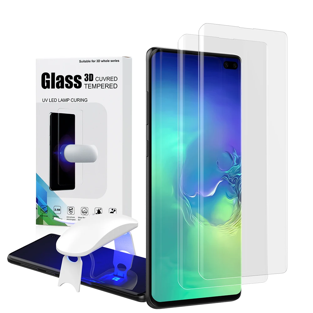 UV Glass For Samsung Galaxy S10 Plus Screen Protector Tempered Glass For Galaxy S10 S10Plus Curved Cover Film S10+