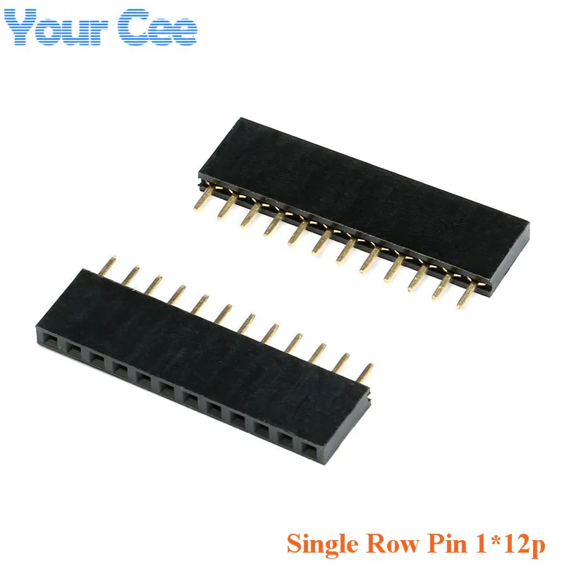 

10 pcs 1*12P Female Header Single Row Pin Socket 2.54mm Pitch 1*12 Needle Strip Connector