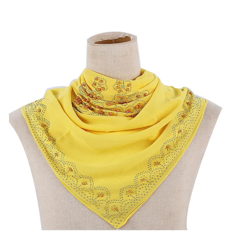 Шифоновый чистый Шелковый шарф хиджаб простой Блестящий мусульманский этнический хиджаб горячая штамповка горный хрусталь глушитель длинный шарф роскошный бренд