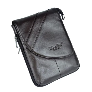 

2018 Fashion genuine leather small messenger bags for men shoulder bag male waist bag cowhide new phone holder money pouch