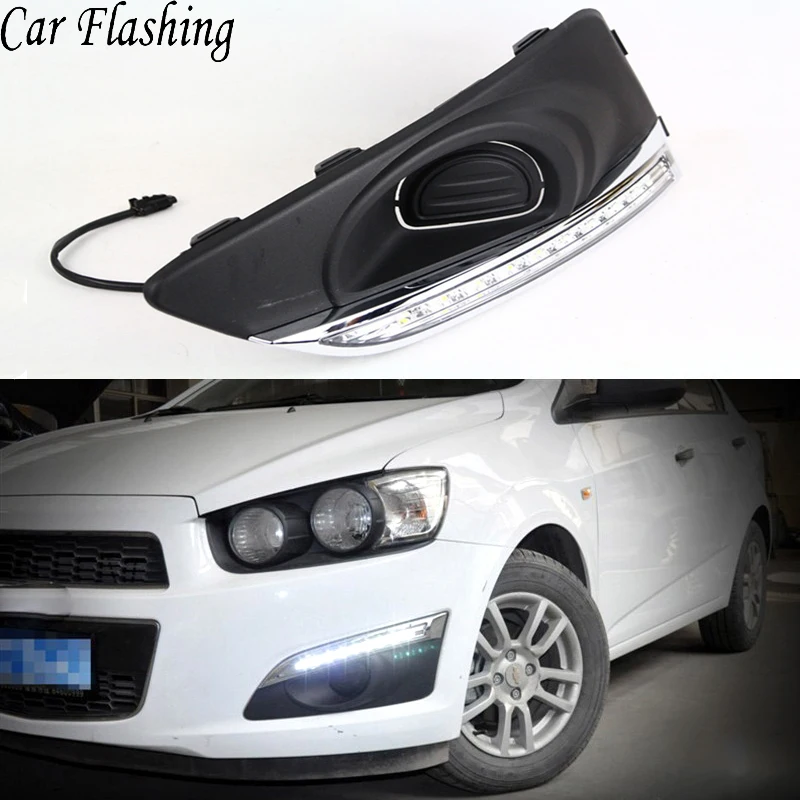 Car Flashing 2Pcs drl for chevrolet Chevy AVEO Sonic 2011 2012 2013 DRL