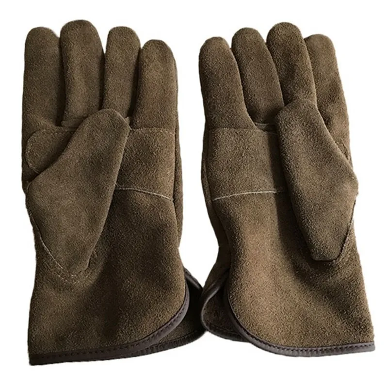 Brown Cow Split Leather Gloves Cut Resistant Florist Gardener Carpenter