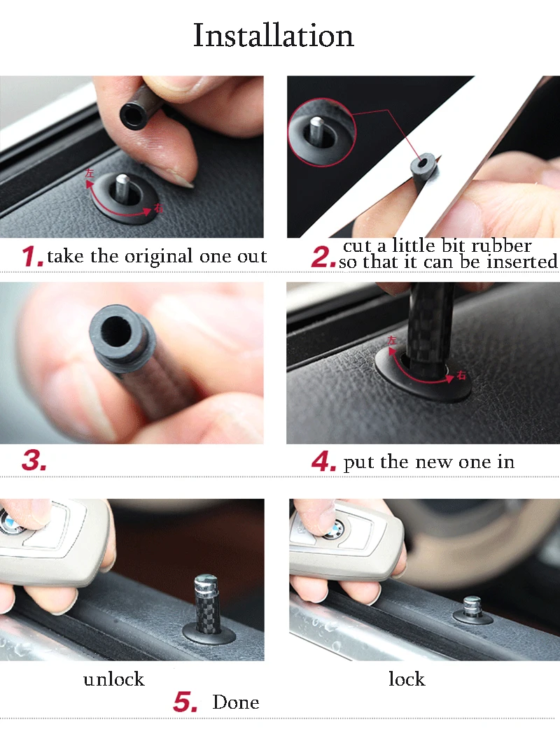 4Pcs Carbon Fiber Car Door Pin Decoration for BMW E39 E46 E90 E92 F30 E60 E61 F10 E65 E66 E82 X3 X5 X6 Accessories Car Styling (14)