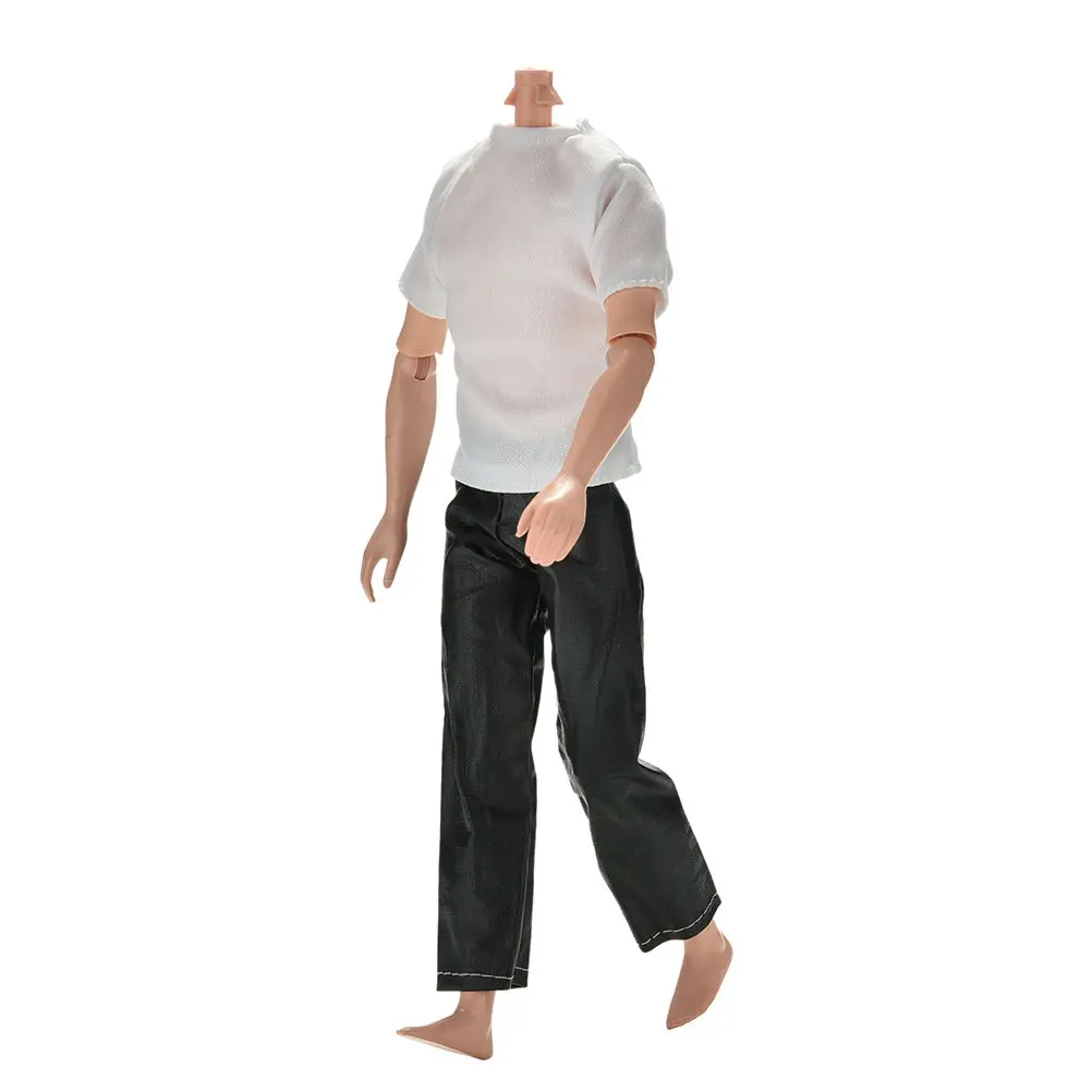 

TOYZHIJIA 1 Set= fashion White T-shirt+ Black Pant Suits For Ken Dolls Clothing For Girls Toy Gifts