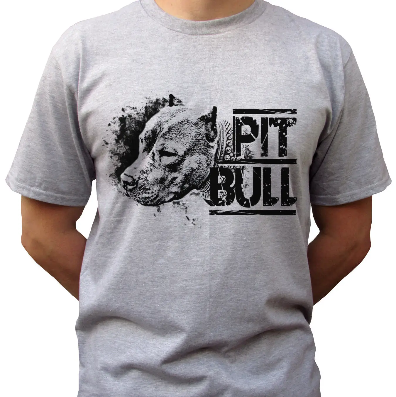 Pitbull grey t shirt top pit bull tee dog design mens sizes Cool Casual pride t shirt men Unisex