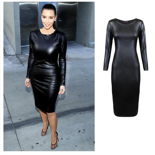 Long Black Leather Dress