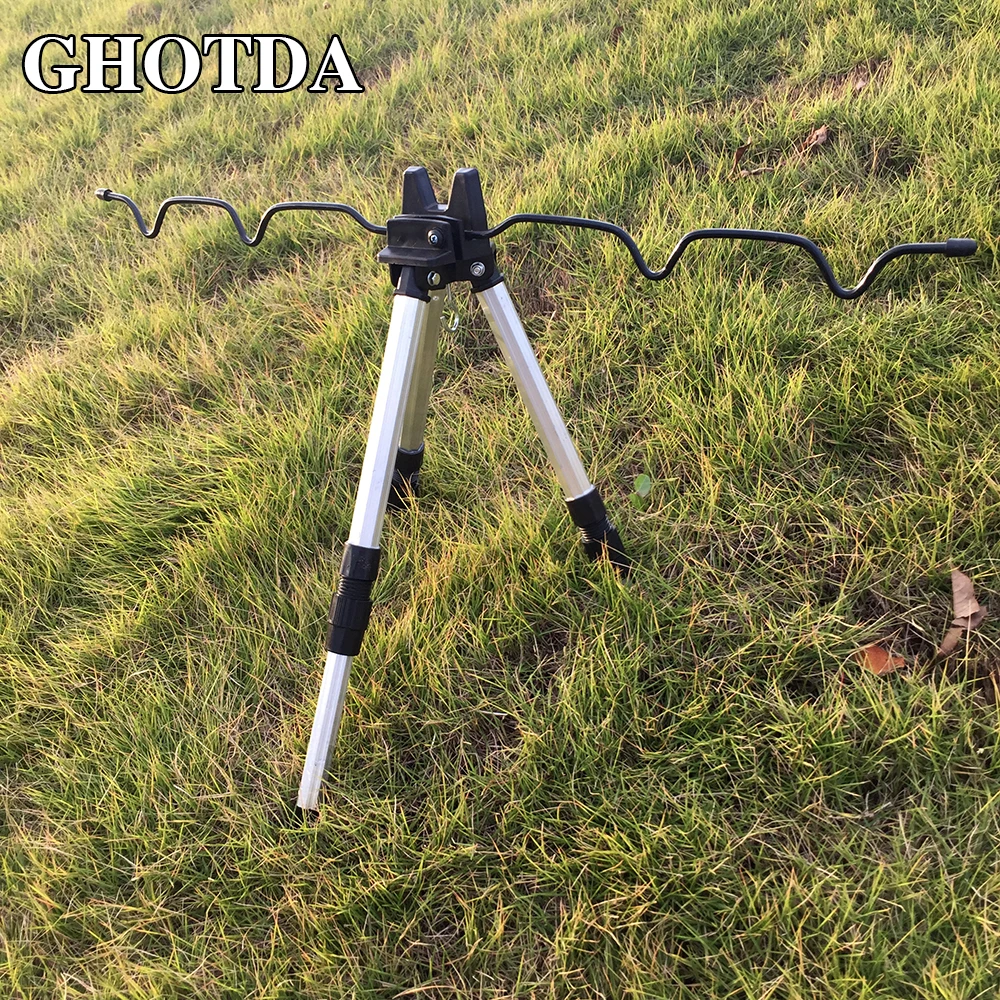 

GHOTDA Telescopic Adjustable Fishing Rod Tripod Stand Holder Aluminum Alloy