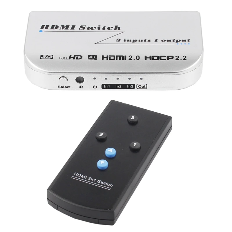 Hdmi переключатель 3X1 4Kx2K @ 60Hz 3 в 1 3 порта Hdmi Двойной режим коммутатор 3D с ИК беспроводным пультом дистанционного управления