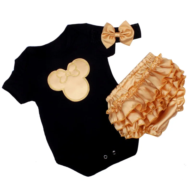 2019 New Christmas 3pcs Infant Cute Baby Bebe Girl Minnie Christmas Santa Bodysuit+Headband+Shorts Outfit Clothes Baby's sets