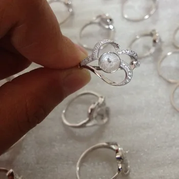 

925 Sterling Silver Bead Ring Mounting /Setting Wholesale, 5pcs/lot Mixed Size PR81