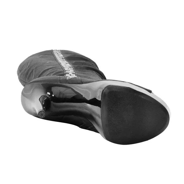 Black female high boots autumn fish mouth high heels, women's sexy height and dancing shoes, 15 cm