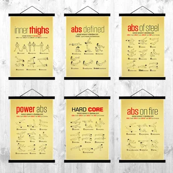 

Abs workout Posters Coaching training poster Retro Kraft Paper Home Room Wall Decor Painting