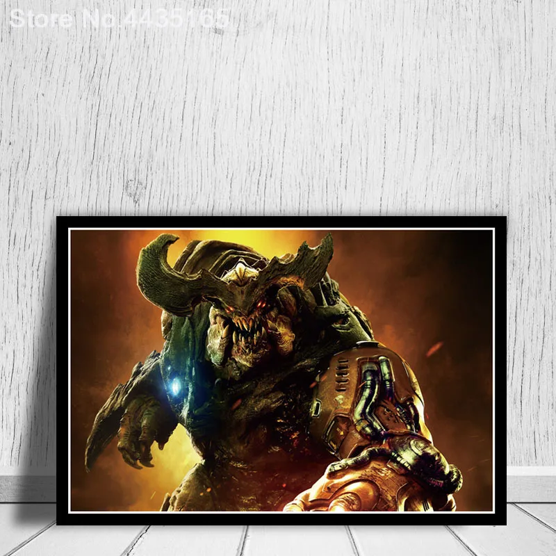 Потрясающая игра Doom плакат Halo видеоигры настенная художественная картина холст живопись для гостиной домашний декор плакаты и принты - Цвет: Зеленый