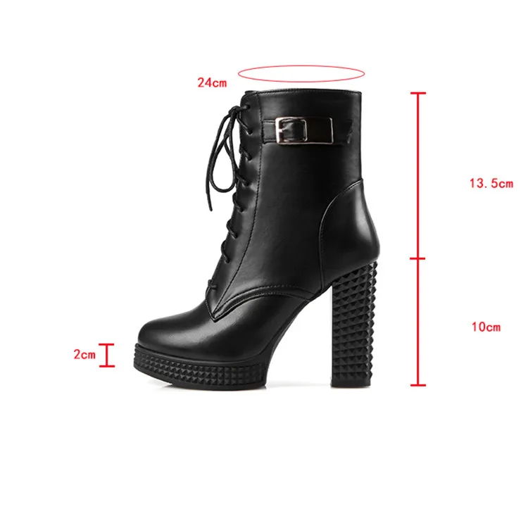 Rock Chaussures Moto Rue Punk Hauts Talons Croix Bloc Boucle Gothique Liée Plate Femmes Bottes Ymechic Femme Automne Dames forme De Noir BPUqUH
