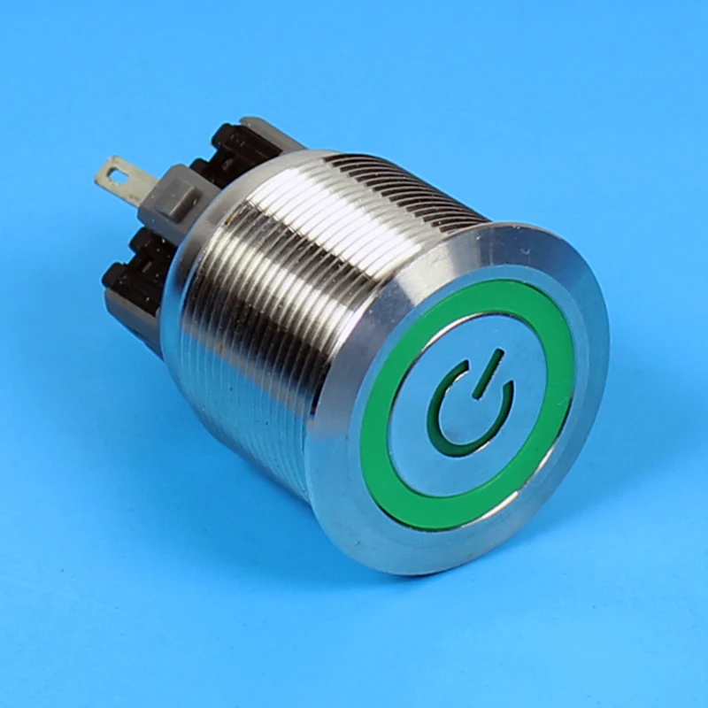 

5pcs/Lot ABBEYCON quantity latching 22mm IK10 waterproof LED ON/OFF 3V ring and power logo push button switch