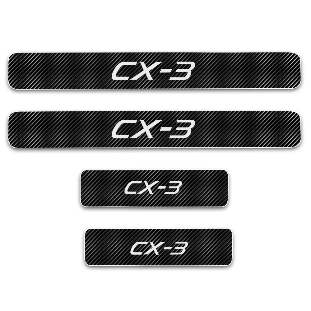 Estilo do Carro para Mazda Fibra de Carbono Etiqueta do Carro Protetor de Soleira da Porta Scuff do Peitoril da Porta Acessórios do Carro Vinil Guarda cx Cx3 Cx-3 3 14 Automóveis e motos