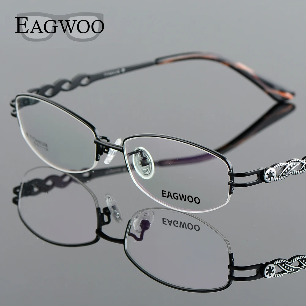 Pure Titanium Eyeglasses Women Half Rim Optical Frame Prescription Reading Spectacle Female Designed Myopia Eye Glasses