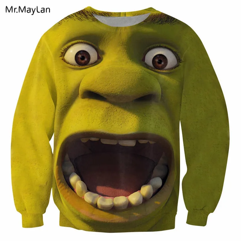 Классический Шрек из мультфильма 3D печати кофты для мужчин/для женщин в стиле хип