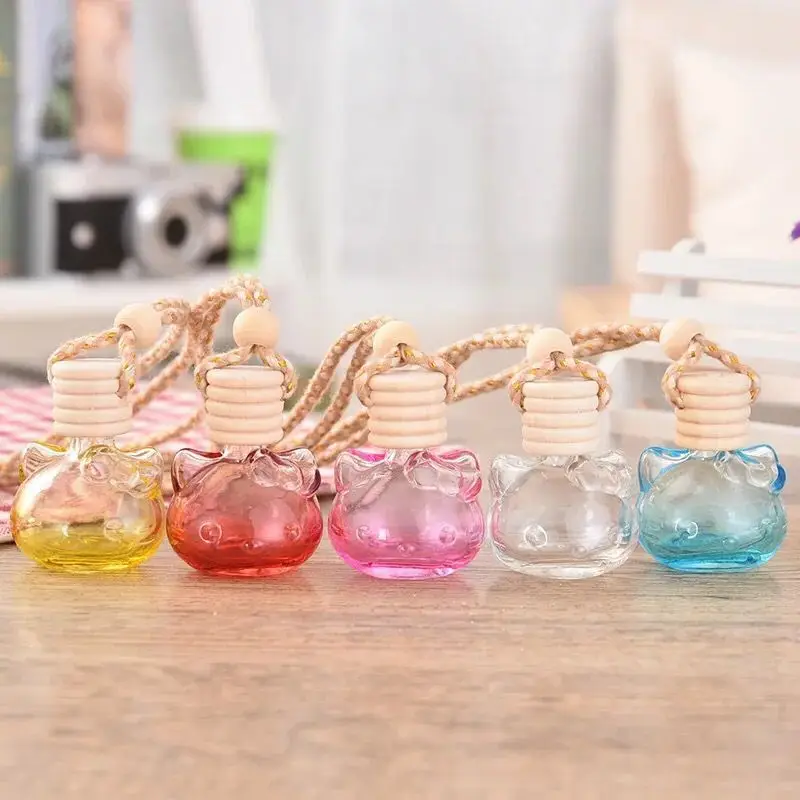 

Car Air Freshener Perfume Cat Refillable Bottle Auto Empty Odor Hanging Glass Oil Essental Diffuser Parfum for Car Ornament