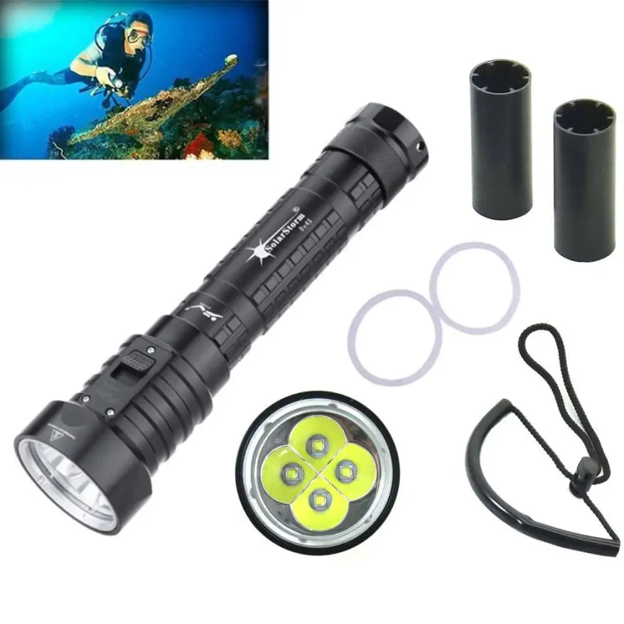 

world-wind#skywolfeye Diving Flashlight 4L2 Underwater Torch Brightness Waterproof 100m Light Torch free shipping t*f