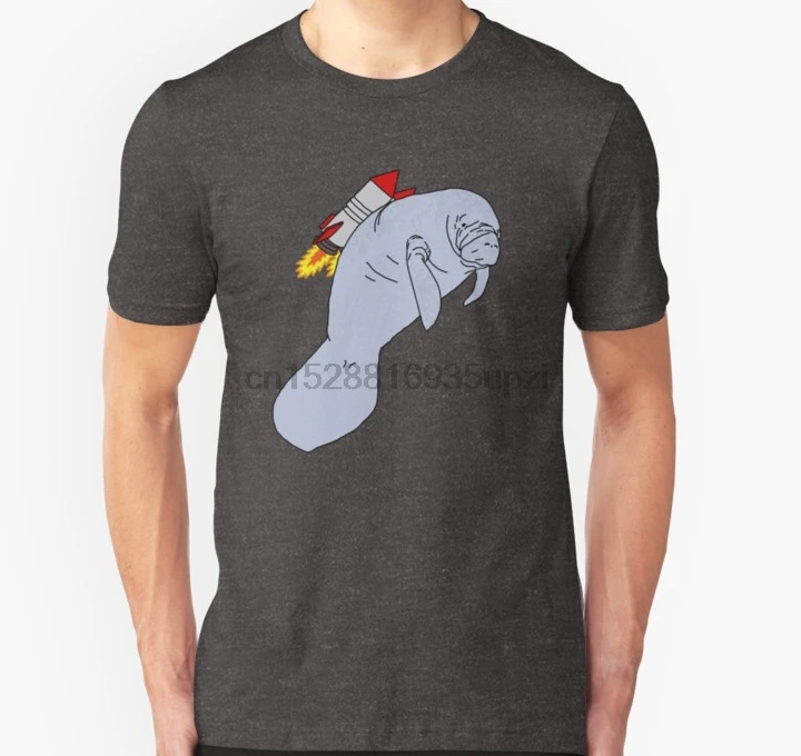 

Men Short sleeve tshirt Rocket Manatee Unisex T Shirt Women t-shirt