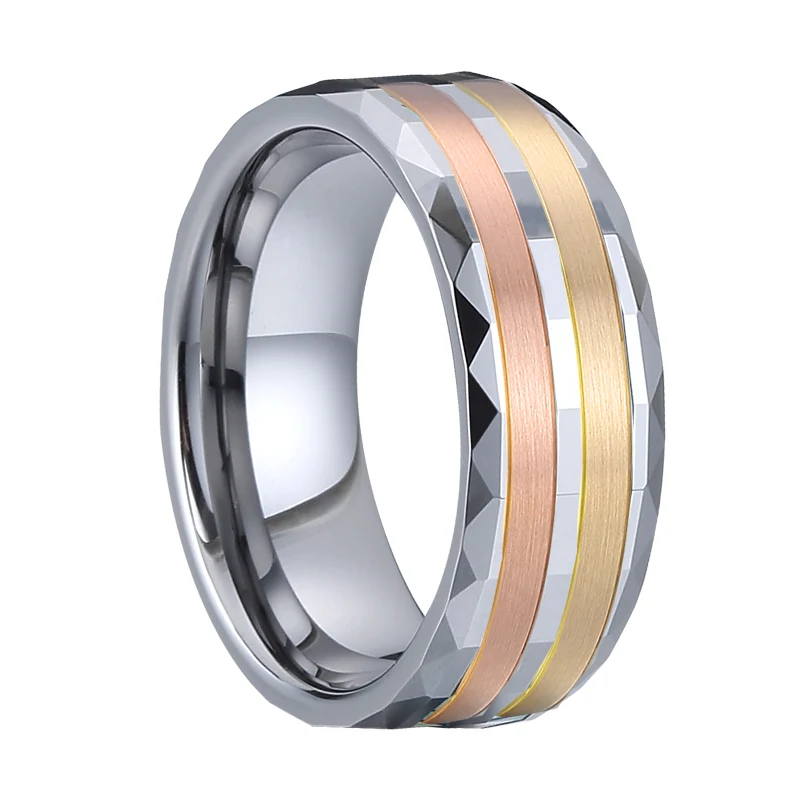 Роскошные обручальные кольца 14 к розовое золото для мужчин вольфрамовые кольца Anillo hombre anel masculino Bague Homme